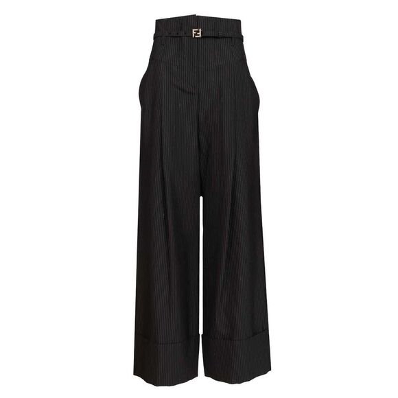 Fendi Women Pinstriped Wool Trousers